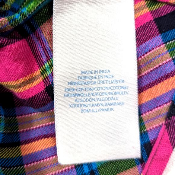 Ralph Lauren Dress Baby Girls Size 9m Pink Mixed Plaid Button Down Mock Neck - Picture 6 of 6